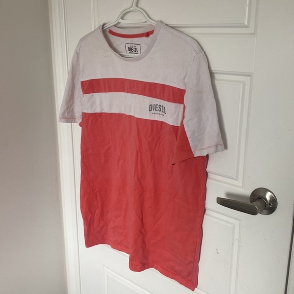 DIESEL ORIGINALS Orange White Logo T Shirt in Large - Picture 6 of 7